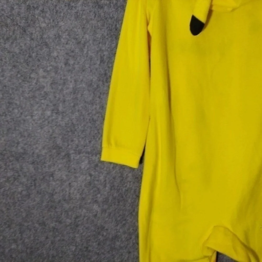 Pokemon Pajama Costume Kid L Pikachu Yellow Hooded Fleece One Piece Cosplay Suit